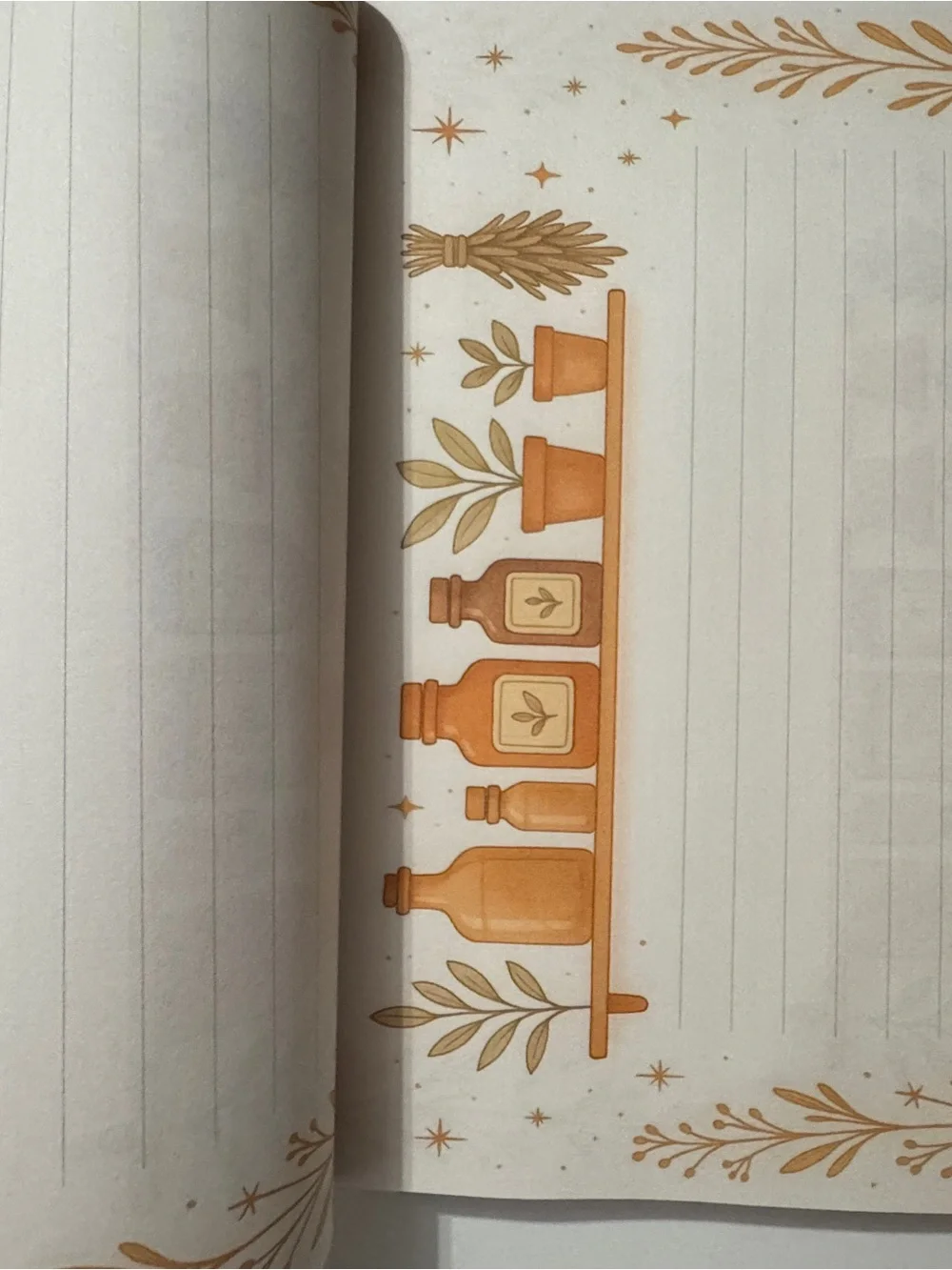 Floral Potted Plant Notepad - Gold & Cream Lined Pages